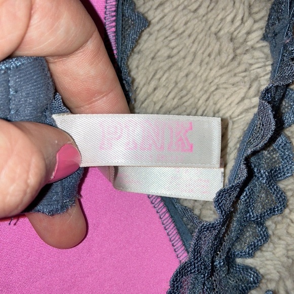 VS Pink Lace Halter Bralette, Large - Picture 6 of 9